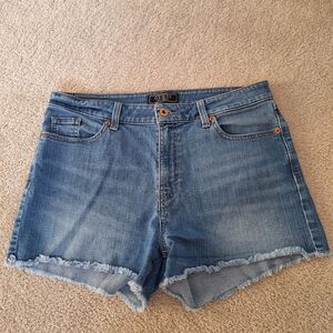 Womens Guess blue Denim Jean Shorts With Rose Gold Logo On Pocket Size 30
